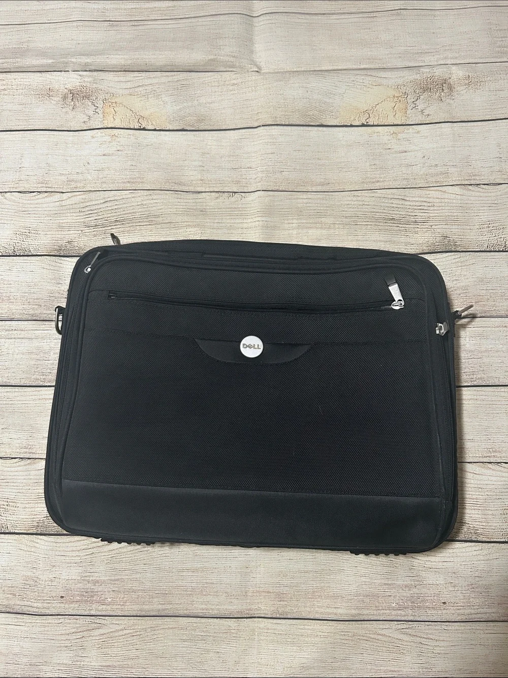 Dell Black Laptop Messenger Bag with Front Zip Pocket